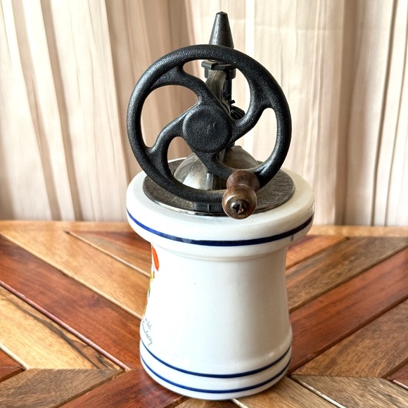 Vintage 7” Ceramic Coffee Grinder Peppermill with Floral Design - Picture 3 of 7